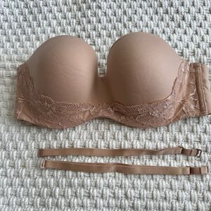 Victoria's Secret Nude Lace Strapless Bra